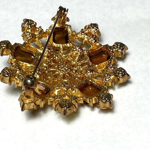 Brooch Pin Flower Glass Rhinestones Lucite Vintage Estate Unique Rare - Picture 7 of 11